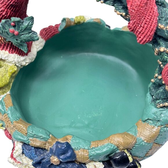 Mistletoad Santa Basket Christmas Candy Dish Resin Holiday Decoration Kitsch - Picture 6 of 10